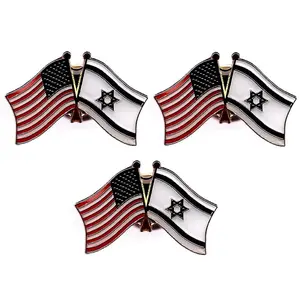 3 Israel USA Friendship Flag Lapel Pins Pack of 3 Israeli & American Double Flag Pin Badge
