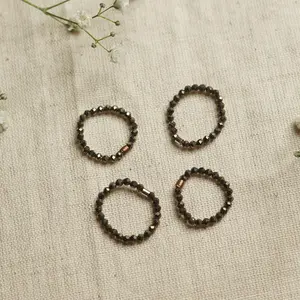 Dainty and stackable Pyrite stretchy Fidget ring - Stress and anxiety relief