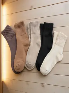 Women's Winter Socks Warm Thick Knit Soft Vintage Casual Mid-Calf Fuzzy Socks, Casual Comfy Socks, 5 Pairs/10 Pairs, Fall & Winter, Plain Pattern