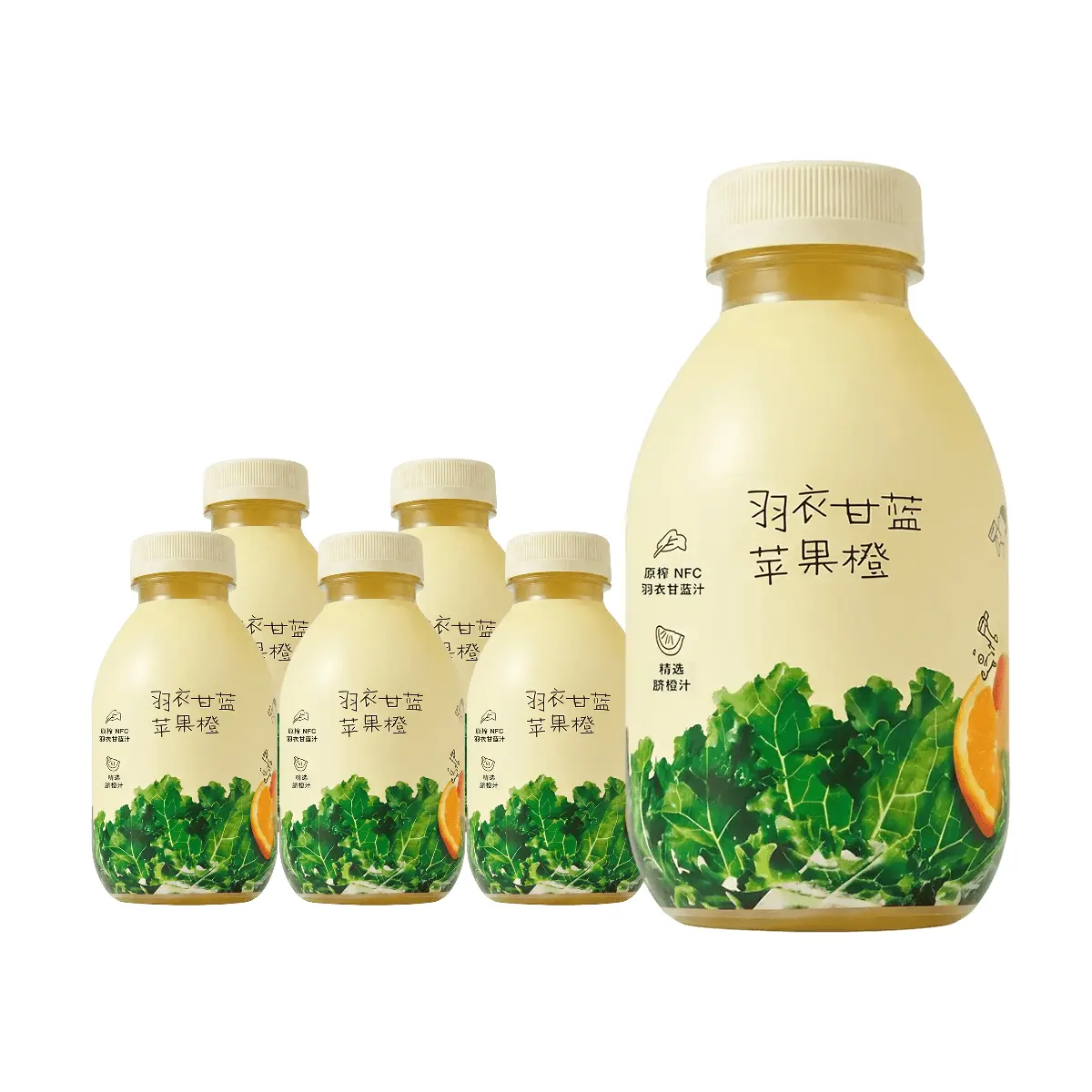 HEYTEA Kale Apple Orange Juice Drink - 6 Pack (350ml Each) | Plant-Based Liquid Salad, Rich in Dietary Fiber
