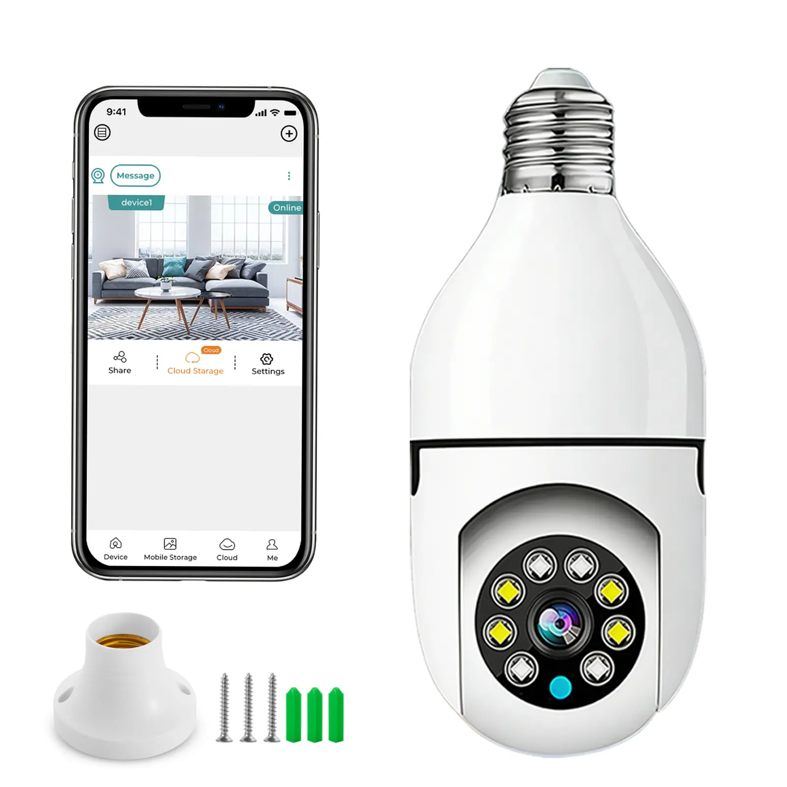 Kgarden 1080P HD Wireless Bulb Security Camera, 2.4G WiFi Surveillance Device with Motion Detection, 2-Way Audio, Easy-to-Install Home Monitoring Tool