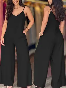 Women's Elegant Solid Color Strapless Jumpsuit, Stylish One-Piece for Casual Wear, Comfortable and Versatile Fashion Choice