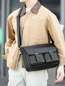 1PC Men's crossbody bag, single shoulder bag, solid color zipper closure, fashionable and versatile, Minimalist crossbody bag, simple and suitable for daily work, commuting, outdoor travel, business trips, walking, shopping, traveling, men's crossbody bag