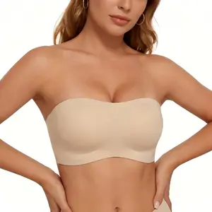VRCOMFYWomens Strapless Bandeau Jelly Bras Non-Slip Wireless  Seamless Bra  Seamless Comfortable Bra