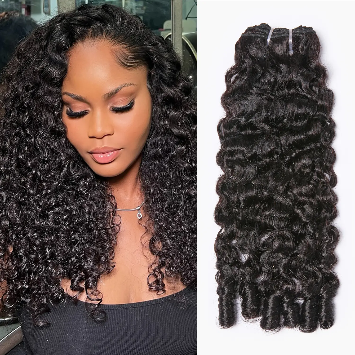 [Wequeen] Burmese Curly Hair Bundles 100% Human Hair 14-26 Inches Natural Curls for Black Queens Quick Weave & Glue-In Fulani Braids Budget-Friendly #