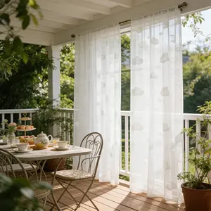 2 Panels Outdoor Festival Decor Cloud Window Curtain, Light-Transmitting Privacy Filter, Fashionable 3D Cloud Design, Elegant Home Decoration