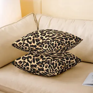 Feelyou Leopard Print Throw Pillow Covers - Set of 2 Wild Animal Theme Cushion Cases for Living Room Home Decor, Bedroom Accessories