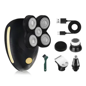5 in 1 Electric Shaver, USB Rechargeable Rotating Shaver with 5 Stainless Steel Blades & Accessories, Suitable for Home and Travel Use, Multifunctional Shaving Head, Rechargeable Shaver Machine, Rechargeable Rotary Shavers