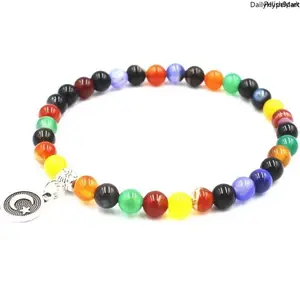 Rainbow Chakra Natural Stone Beaded Bracelet with Moon Star Pendant, Ideal Anniversary Gift for Fashion Accessory Enthusiasts