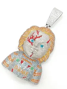 2351 Hustler's Chucky Charm | Premium Iced Out Streetwear Pendant Casual Trendy Jewelry Gothic Witch Jewelry Complimentary shipping Rhinestone Decorated Cross