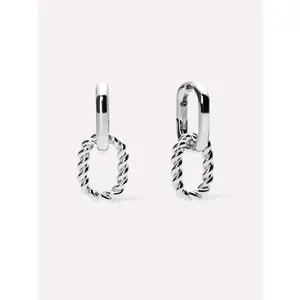 Double Hoop Earrings - Ash Double Silver