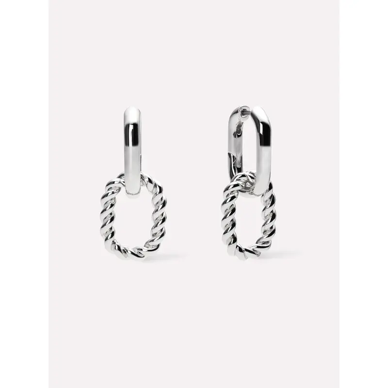 Double Hoop Earrings - Ash Double Silver