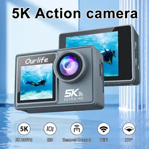 Ourlife 5K Outdoor Waterproof Action Camera for Vlogging with Touch Screen, Portable 50MP Digital Video Camera | Perfect for Water Sports, Underwater, Fishing, Motorcycle - Wide Angle Lens, Christmas Gift, Gift