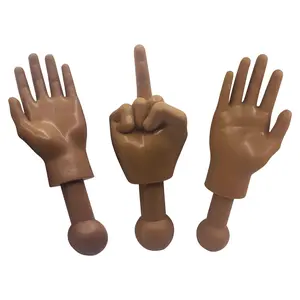 Tiny Hands 4.5-Inch Novelty Toy | Left and Right + Middle Finger Hand Deep Brown