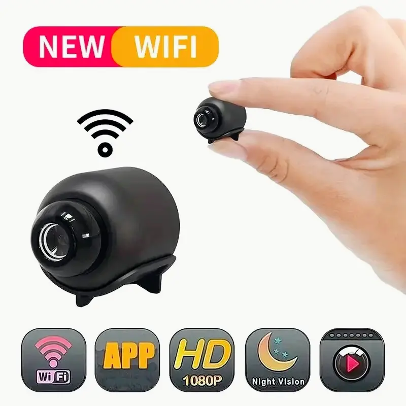 Mini X5 Compact HD Home Security Camera, Wireless 1080P Surveillance Camcorder, Night Vision, Motion Detection, Micro SD Compatible Smart Home WiFi Monitor, Black