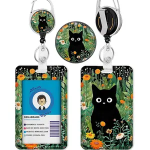 ID Badge Holder with Retractable Reel.1 Count lDName Tag Work Badge Clip Id Badge Holder Heavy Duty and Retractable Keychain, Cute Badge Reel with 360 Degrees Rotate Carabiner Clip,  Student Daily Office Removable Cardholder