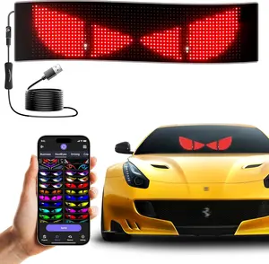 LED Sign for  Devil's Eyes Light for Windshield APP Control Scrolling Display Custom Sign DIY Programmable Flexible USB 5V LED Name Sign for Window Ads (15 * 4in)
