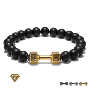 Gold Barbell Bracelets | Fitness Bracelet | Dumbbell Bracelet | CrossFit Bracelet, Gym Goers Bracelet, Gym Bro, Gym Accessories
