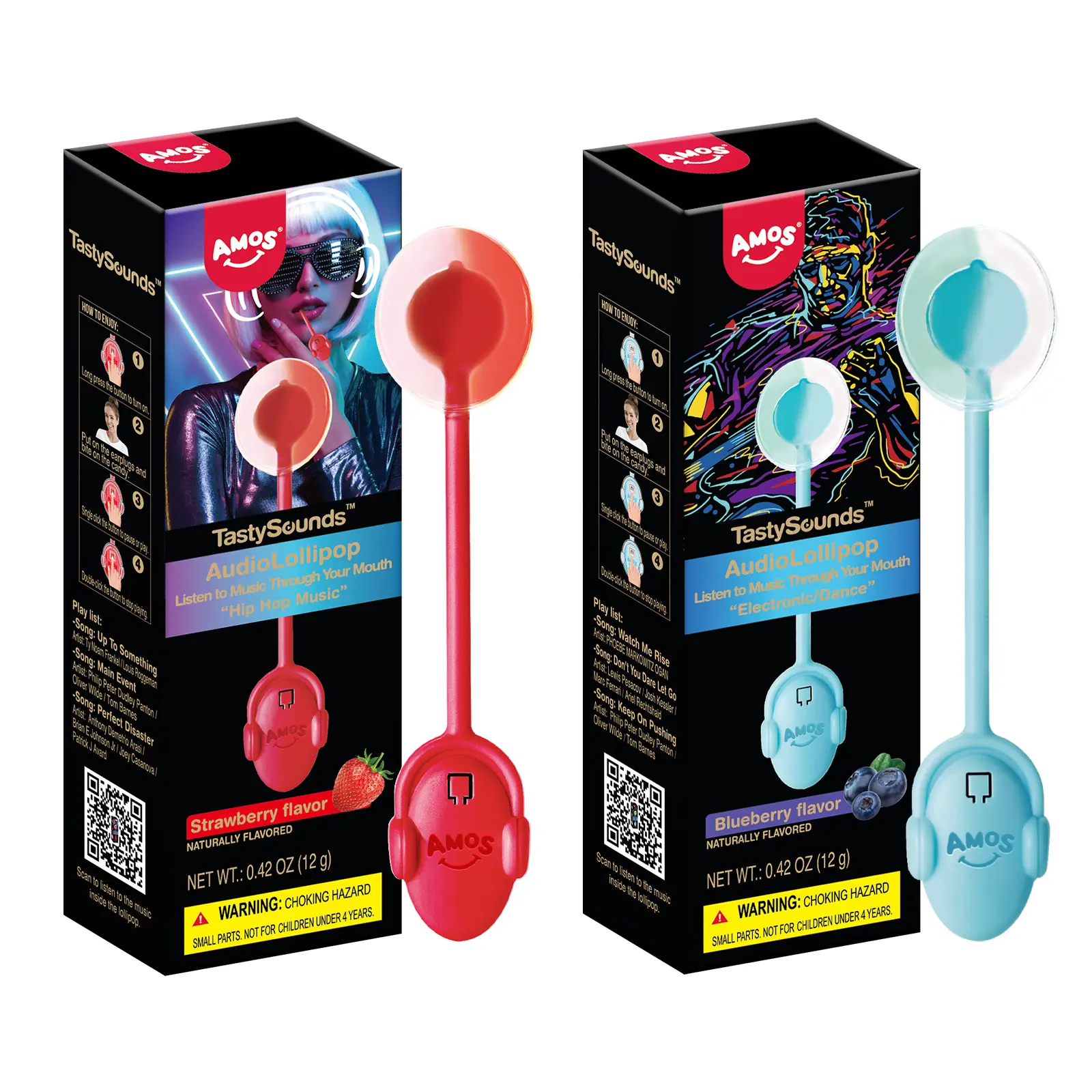 Music Lollipop strawberry Flavor+blueberry