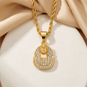 Iced Mini Egyptian Pendant with 3mm Rope Chain 24"