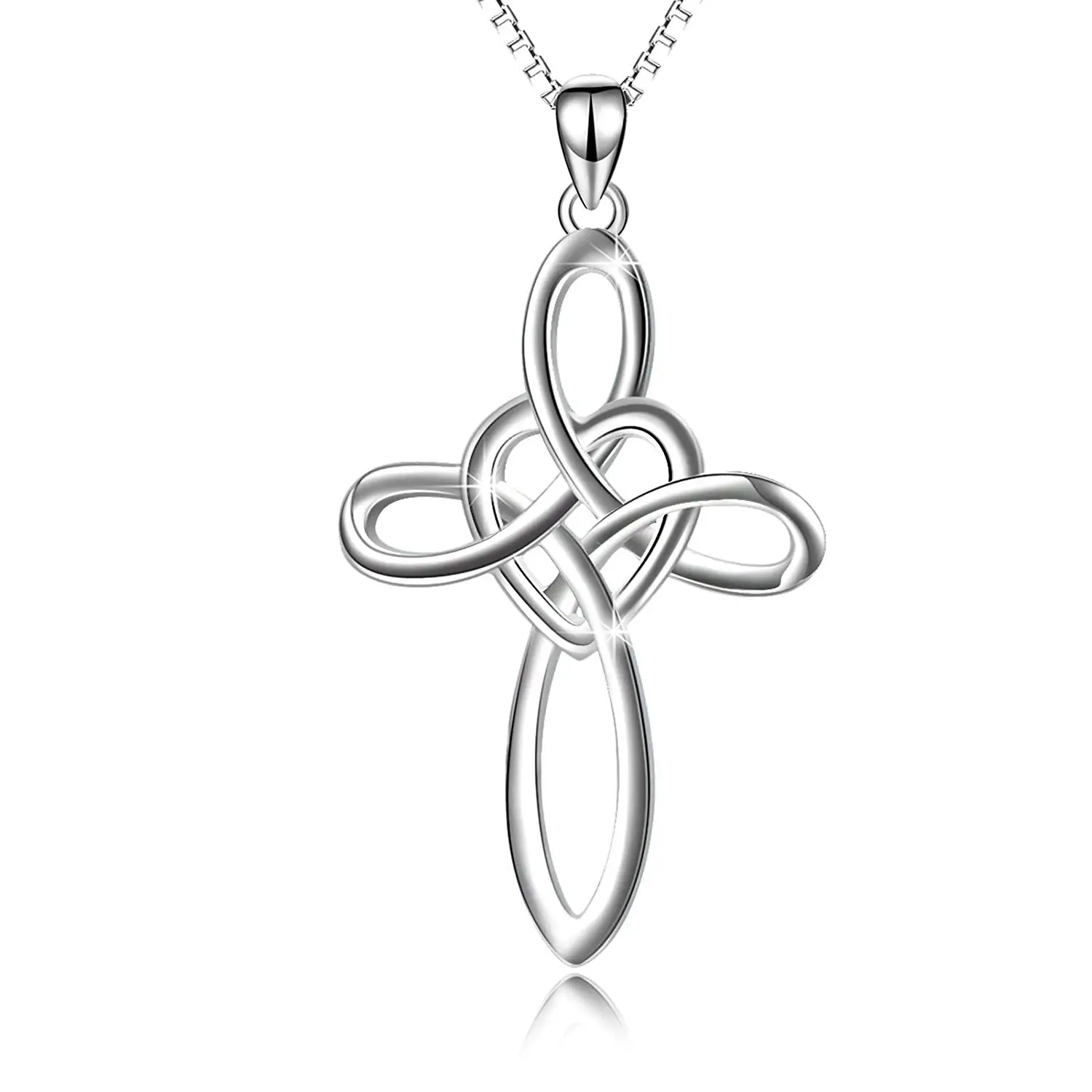 YFN Celtic Knot Cross Necklace 925 Sterling Silver Infinity Love Heart Pendant Necklace Jewelry Gifts for Women