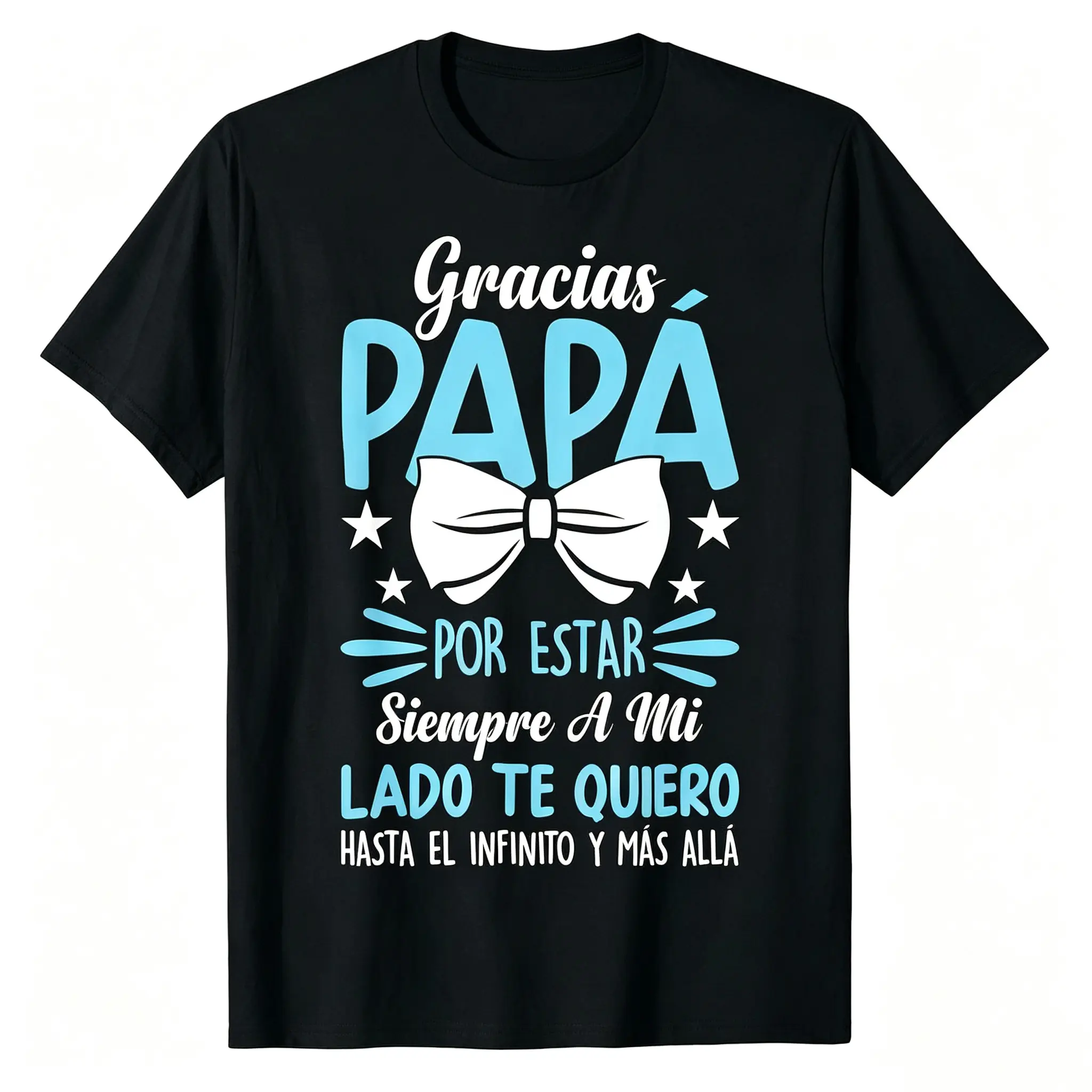 Men's "Gracias Papá" Spanish Father's Day Graphic Print Tops, Casual Short Sleeve Crewneck Tee with Text Pattern, Reinforced Stitching, Machine Washable, Crew Neck, Minimalist, Oversized, Simple, Shortsleeve, Loose, Hem, Layer