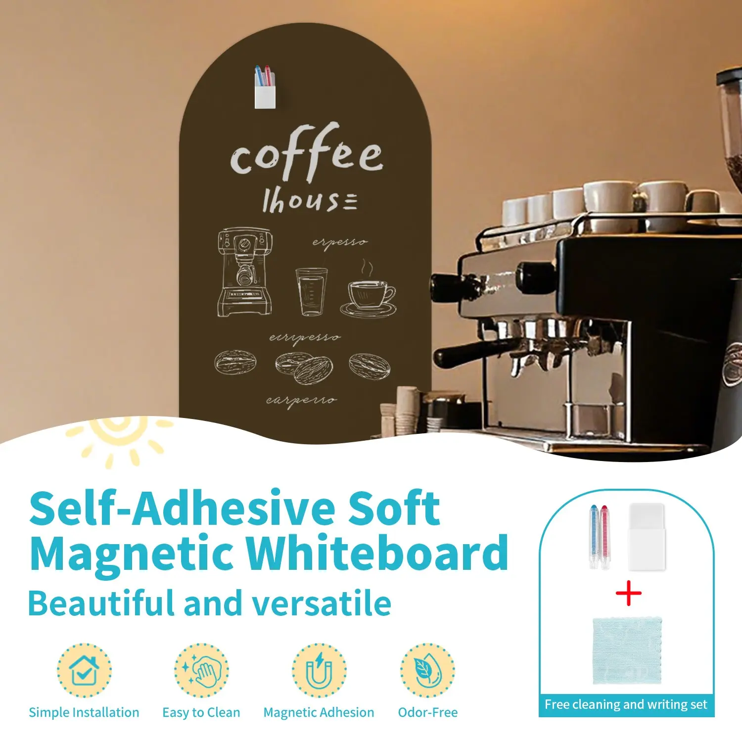 Safe Magnetic Drawing Board with Rounded Arch Design, Includes Storage Box & Crayons, Strong Magnetic Force, 50x90cm Panel