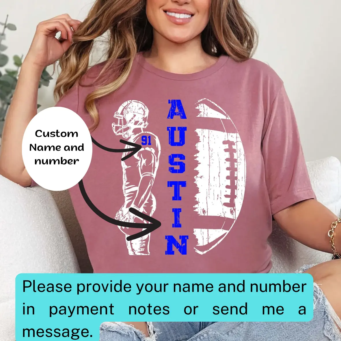 Personalized Team Football Tee – Cheer Squad & Player Matching Shirt Cotton Fabric