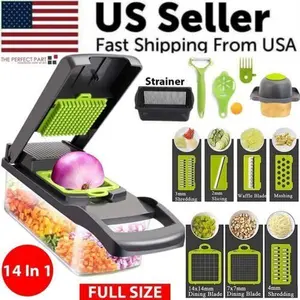 14-In-1 Vegetable Fruit Chopper Cutter Food Onion Veggie Dicer Slicer Kitchen