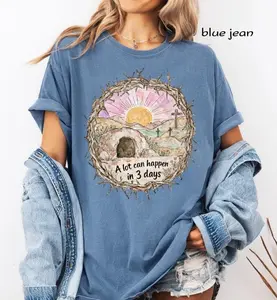 [Sale Up To 50%] A Lot Can Happen in 3 Days Comfort Colors Shirt, Christian Easter Day T-Shirt, Religious Resurrection Jesus Easter Women Gift, Graphic Streetwear T-shirt