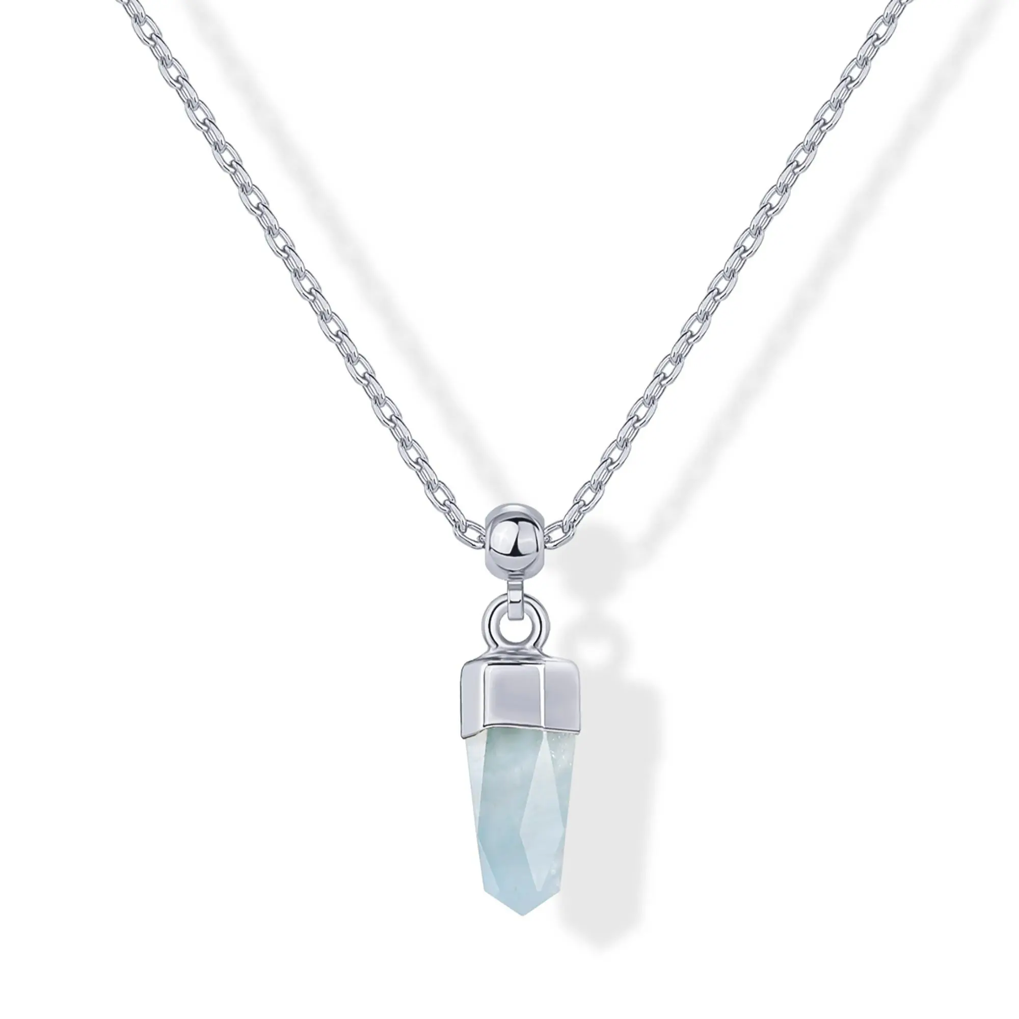 Aquamarine Crystal - White Gold