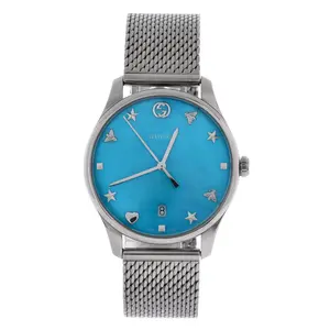 Pre-owned Gucci G-Timeless Charm Quartz Watch Stainless Steel with Mother of Pearl 36 by Rebag