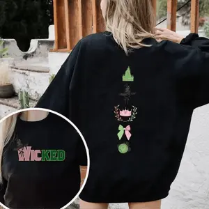 Wicked Colorful Sweatshirt Defy Gravity Broomstick Magic Wand Hoodie Wizard Of Oz Tee Witch Pink And Green Psb159 160 Hoodied Everyday Cotton Sweaters