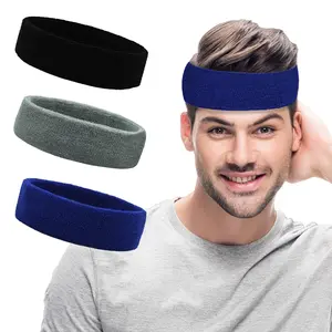 Sweatbands Sports Headbands For Men & Women - 3 Pack Wicking Cotton Headband Tennis  Basketball Running Gym Band