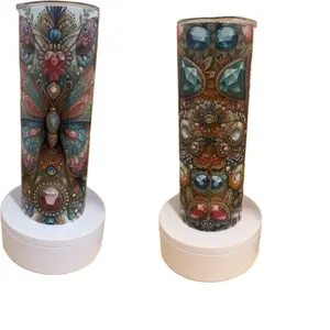 Butterfly 20oz Tumbler - Vibrant Design with Gemstone Accents - Perfect for Drinks - 20oz Capacity - Ideal for Daily Use