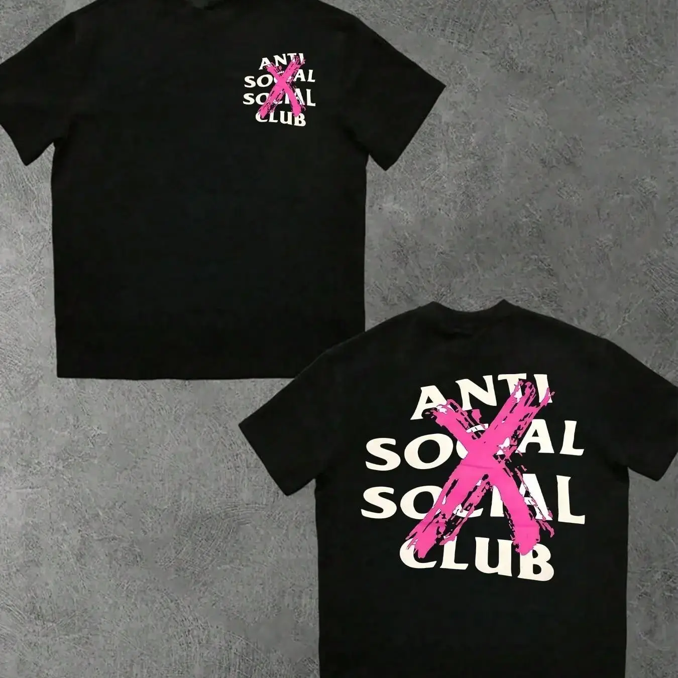 Anti Social Social Club Graphic Tee — Hot-Selling Streetwear! Bold Pink X Print + Brand Text, Black Base & Oversized Fit For Urban Edgy Style. Trendy Statement Top, Menswear.