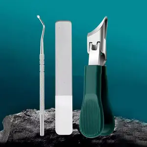 3-Piece Green Eagle Beak Nail Clipper Set – Thick Nail Clipper, Ingrown Toenail Lifter & Nail File | Heavy-Duty Pedicure Kit for Thick & Ingrown Nails, Stainless Steel Grooming Tools for Home or Travel