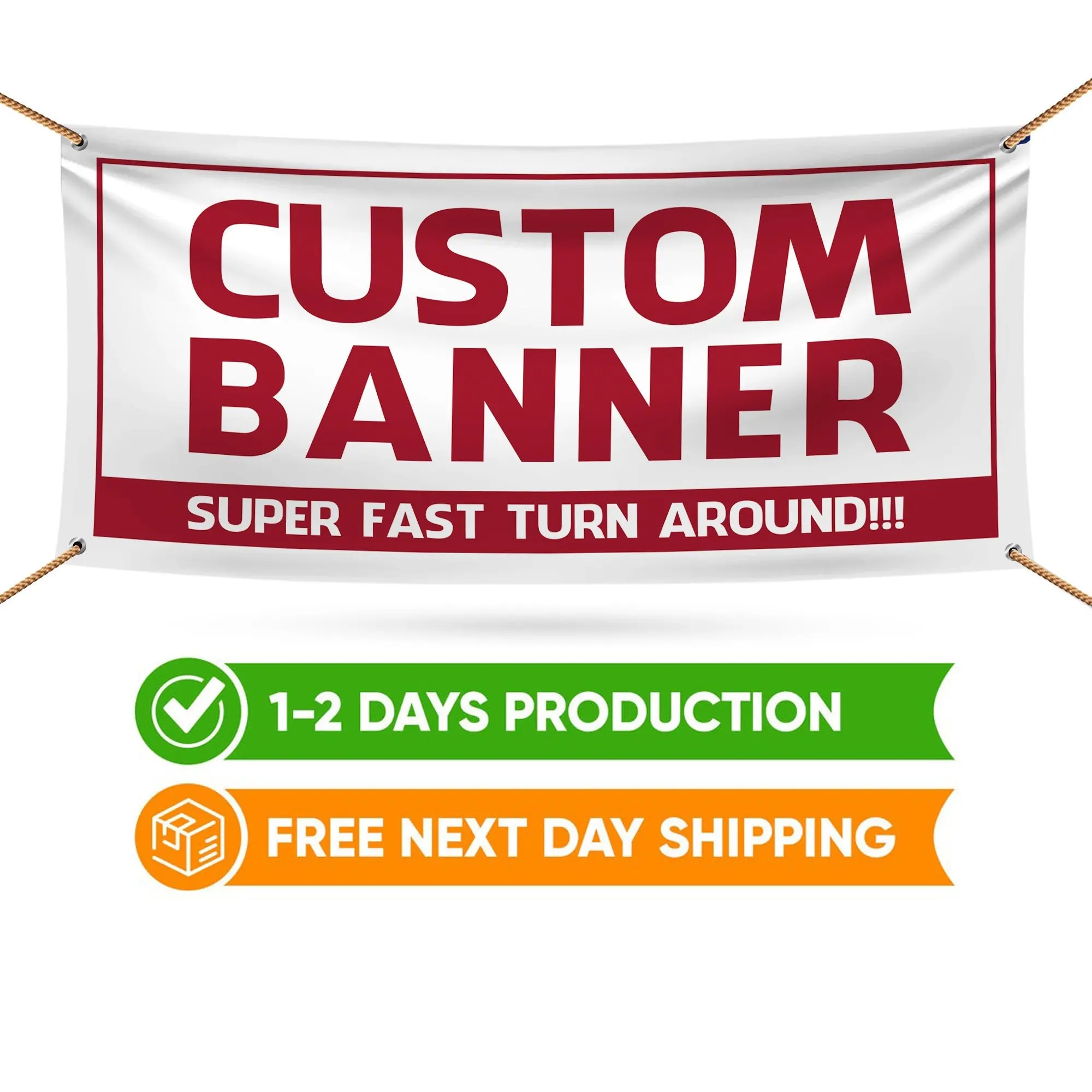 Custom Design Banner Sign - 13 oz Heavy Duty Waterproof Custom Design Vinyl Banner for Business with Metal Grommets