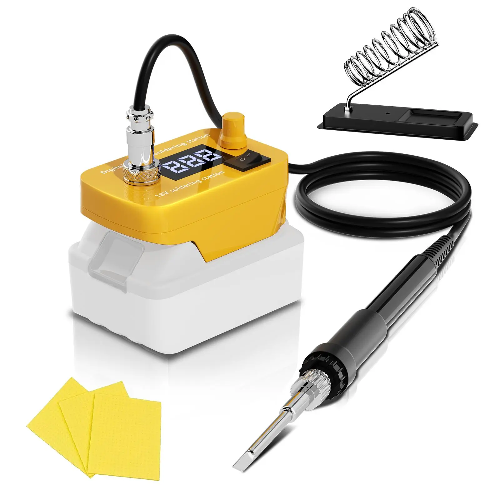 RH-T12 Cordless Soldering Station 60W Portable Iron Stand with PID Control 0-500°C, Dewalt 18V Battery Compatible, Fast Heating in 12 Seconds, Industrial Grade, Heavy Duty Handle, CE/RoHS Compliant