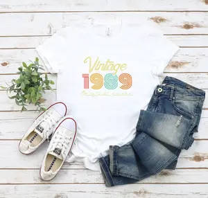 Vintage 1989 Shirt for Birthday Gift, Born In 1989 T-Shirt, 34th Birthday Gift For Woman Cotton Crew Neck