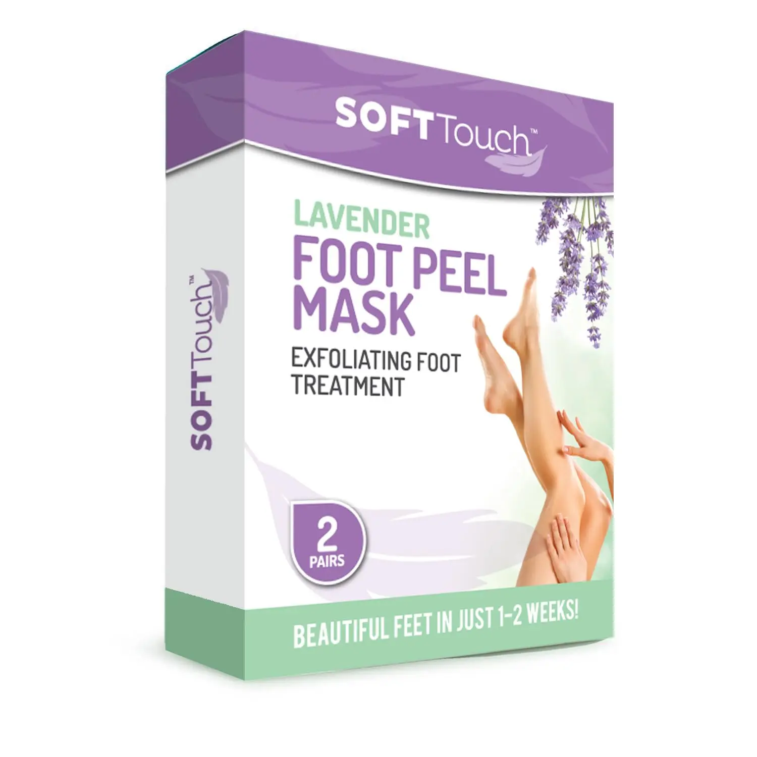 Dermora Soft Touch Lavender Foot Peel Mask, 2 Pairs, Exfoliating Foot Mask for Dry Feet