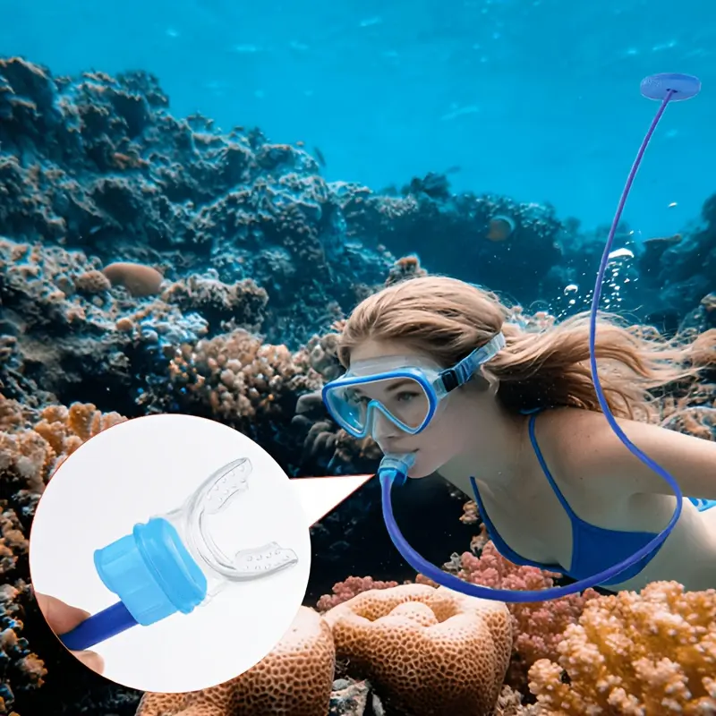 Diving Snorkel, Anti-Choking Single/Double-Head Respirator, Underwater Breathing Valve, Silicone Material, Leak-Proof Design, Underwater Training Device, Deep-Water Oxygen Supply Equipment Suitable for Beginners And Adults