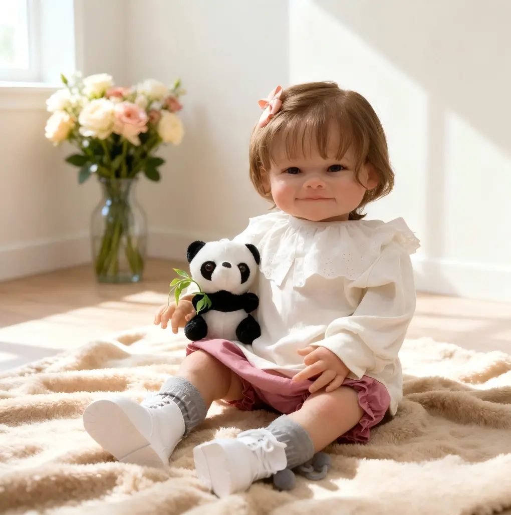 24-Inch Realistic Reborn Toddler Doll, Unisex Soft Fabric Doll Toy with Rooted Hair, Magnetic Pacifier, Magnetic Bottle, BPA-Free Christmas Gift for 4-6 Years Kids