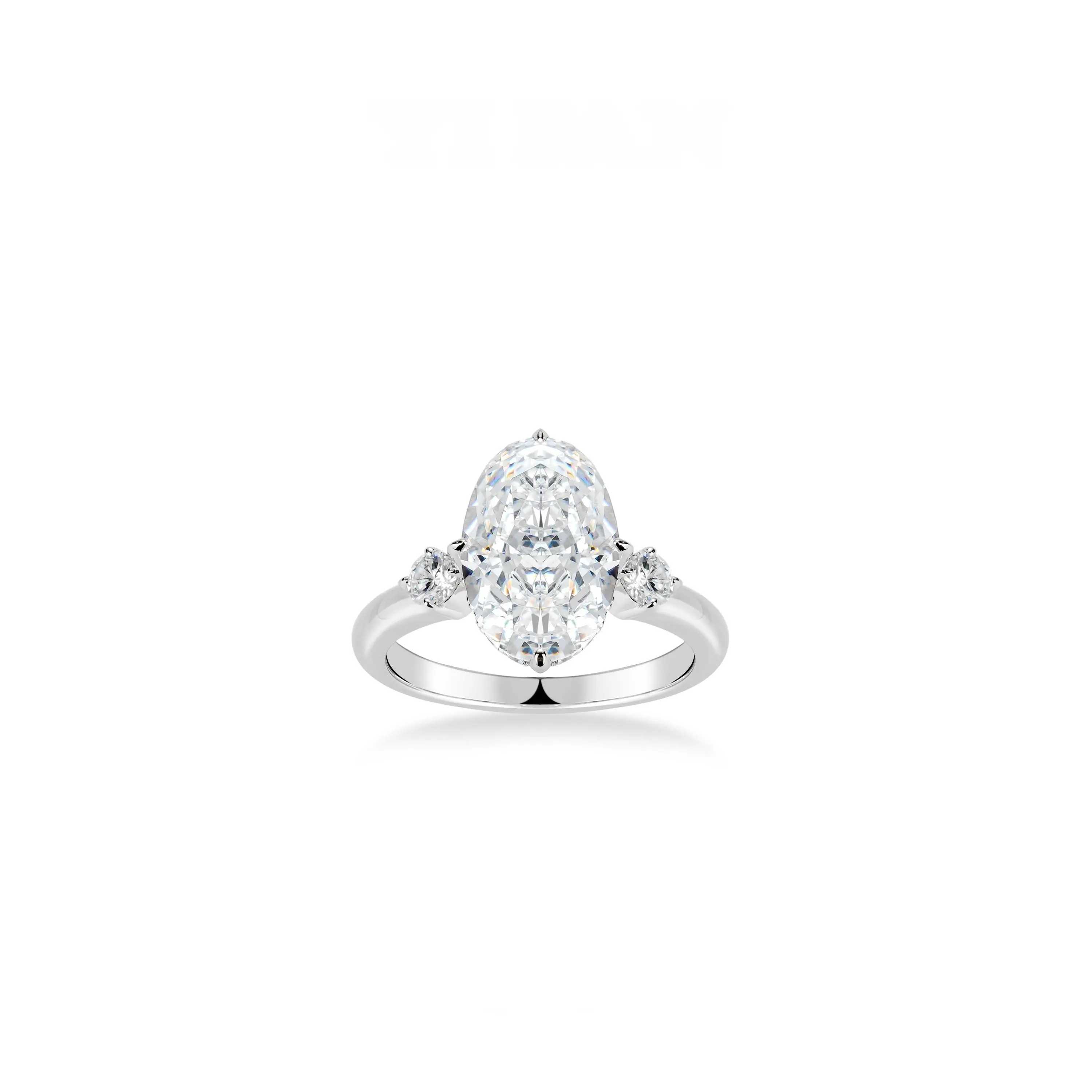 VAMERAY #3265 10 Carat Oval MonaLisa Brilliant Cut Three-Stone Prong-Set Ring