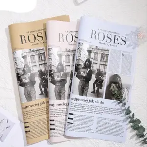 Roses Newspaper 20 pieces floral wrapping paper- Waterproof korean paper for flower arrangements