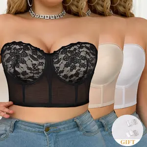 【DealsForYouDays】Mimilemon 1/2/3PCS XL-4XL Push-Up Jacquard Bra Versatile Layering Lingerie - Inner Wear & Outer Wear-Adjustable Support Straps & Wire-Free DailyComfort,Women's Lingerie Womenswear Everyday Girl Piece Sleeve Strapless Bustier SummerWins