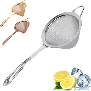 Stainless Steel Fine Mesh Cocktail Strainer, 304 Conical Sieve with Ergonomic Handle, Rustproof Bartender Tool for Double-Straining Tea, Coffee, Kombucha, and Culinary Prep