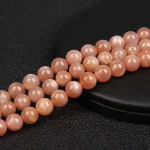 Natural Sunstone Gemstone Smooth Round Loose Beads For DIY Jewelry Making Desig Handmade Crafts Bracelet, Necklace, Earrings AAA Quality 15.5 Inches Long, Semi Precious Stone, Spacer beads