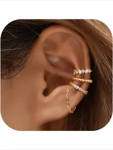Ear Cuff Earrings for Women Non Piercing 14K Gold Plated Ear Cuff for Non Pierced Ears Clip on Cartilage Earring Dainty Fake Earrings Earring Stacking Set