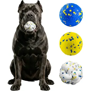 Indestructible Dog Ball for Medium Large Dogs(3-Pack Assorted), 3" Durable Bouncy Tennis Ball for Aggressive Chewers, Lightweight for Water Float, Interactive Fetch Toy for Park/Beach/Pool